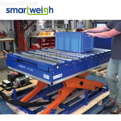 Goede prijs Zware hydraulische stationaire schaarliftplatform met weeg- en rollenbaantransfersysteem online
